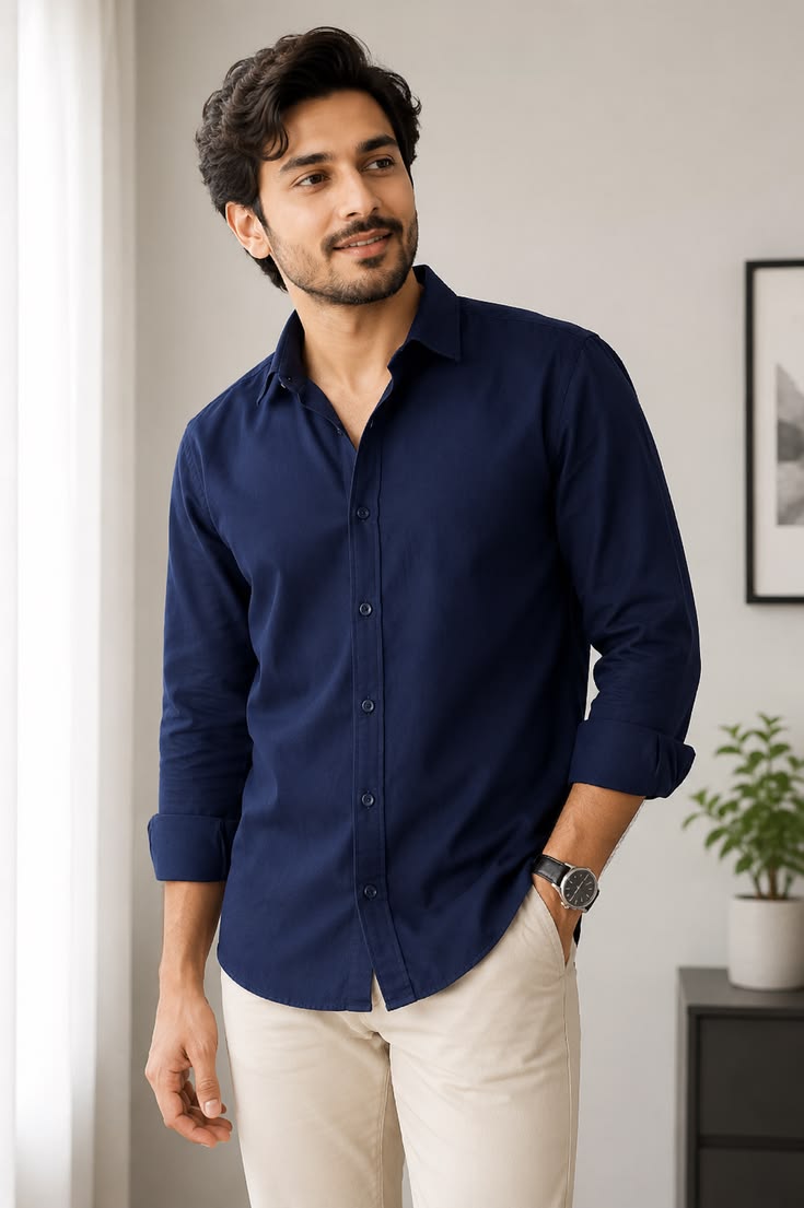Classic Navy Cotton Shirt